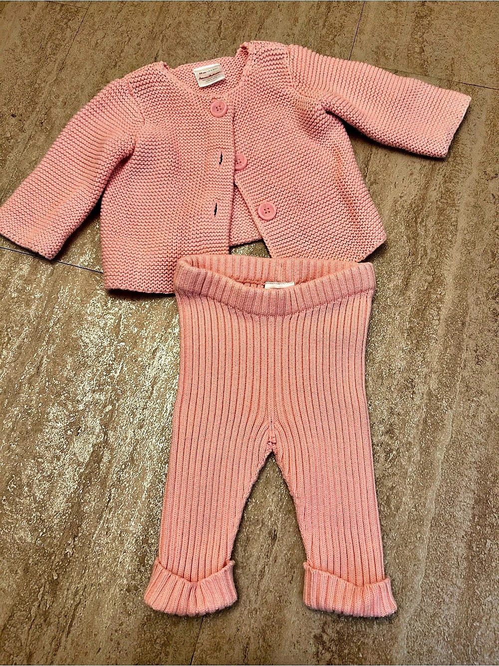 Hanna Andersson Organic Cotton Knit Cardigan and Legging Set Pink 0-3M